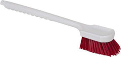 PRO-SOURCE - 1-1/2" Bristle Length, Polypropylene Utility Scrub Brush - 20" OAL, Red, Plastic Block - Americas Industrial Supply