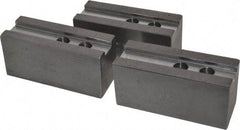 H & R Manufacturing - 12" Chuck Capacity, 1.5mm x 60° Serrated Attachment, Square Soft Lathe Chuck Jaw - 3 Jaws, Steel, 1.181" Btw Mount Hole Ctrs, 5-1/4" Long x 2" Wide x 2-1/2" High, 0.827" Groove, 5/8" & 16mm Fastener - Americas Industrial Supply