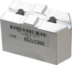 Masterman & Kovil - 6" Chuck Capacity, Tongue & Groove Attachment, Square Soft Lathe Chuck Jaw - 1 Jaw, Aluminum, 1-1/2" Btw Mount Hole Ctrs, 3mm Long x 1-1/2" Wide x 2" High, 5/16" Groove - Americas Industrial Supply