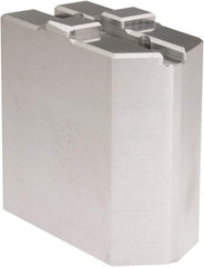 Masterman & Kovil - 6" Chuck Capacity, Tongue & Groove Attachment, Square Soft Lathe Chuck Jaw - 1 Jaw, Aluminum, 1-1/2" Btw Mount Hole Ctrs, 3mm Long x 1-1/2" Wide x 3" High, 5/16" Groove - Americas Industrial Supply