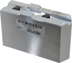 Masterman & Kovil - 10" Chuck Capacity, Tongue & Groove Attachment, Square Soft Lathe Chuck Jaw - 1 Jaw, Aluminum, 2-1/8" Btw Mount Hole Ctrs, 4.6mm Long x 1-1/2" Wide x 3" High, 1/2" Groove - Americas Industrial Supply
