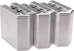 Masterman & Kovil - 6" Chuck Capacity, 1.5mm x 60° Serrated Attachment, Square Soft Lathe Chuck Jaw - 3 Jaws, Aluminum, 0.787" Btw Mount Hole Ctrs, 3mm Long x 1-1/2" Wide x 3" High, 0.473" Groove, 10mm Fastener - Americas Industrial Supply