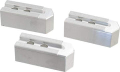 Masterman & Kovil - 8" Chuck Capacity, 1.5mm x 60° Serrated Attachment, Square Soft Lathe Chuck Jaw - 3 Jaws, Aluminum, 0.984" Btw Mount Hole Ctrs, 4mm Long x 1-1/2" Wide x 1-1/2" High, 0.551" Groove, 12mm Fastener - Americas Industrial Supply