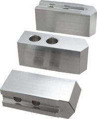 Masterman & Kovil - 10" Chuck Capacity, 1.5mm x 60° Serrated Attachment, Square Soft Lathe Chuck Jaw - 3 Jaws, Aluminum, 1.181" Btw Mount Hole Ctrs, 4.6mm Long x 1-1/2" Wide x 2" High, 0.63" Groove, 12mm Fastener - Americas Industrial Supply