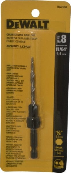 DeWALT - #8 Cutter Diam, 11/64" Drill Compatibility, Adjustable Depth Drill Countersink - Americas Industrial Supply