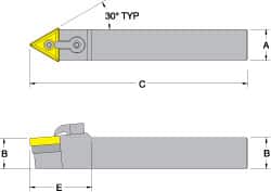 Dorian Tool - MTEN, Neutral Cut, 0° Lead Angle, 1-1/4" Shank Height x 1-1/4" Shank Width, Negative Rake Indexable Turning Toolholder - 6" OAL, TN..54. Insert Compatibility, Series Multi-Option - Americas Industrial Supply