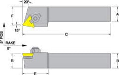 Dorian Tool - CTRP, Right Hand Cut, 15° Lead Angle, 5/8" Shank Height x 5/8" Shank Width, Neutral Rake Indexable Turning Toolholder - 4-1/2" OAL, TP..22.. Insert Compatibility, Series Clamp Type - Americas Industrial Supply