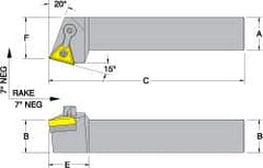 Dorian Tool - MTRN, Left Hand Cut, 15° Lead Angle, 5/8" Shank Height x 5/8" Shank Width, Negative Rake Indexable Turning Toolholder - 4-1/2" OAL, TN..22. Insert Compatibility, Series Multi-Option - Americas Industrial Supply