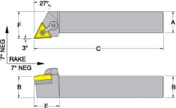 Dorian Tool - MTJN, Left Hand Cut, 3° Lead Angle, 1" Shank Height x 1" Shank Width, Negative Rake Indexable Turning Toolholder - 6" OAL, TNM 432 Insert Compatibility, Series Multi-Option - Americas Industrial Supply