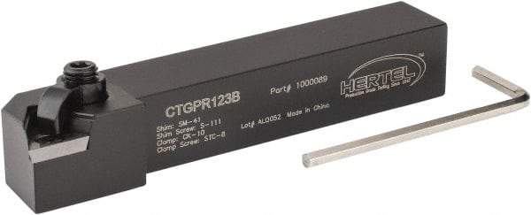 Hertel - CTGP, Right Hand Cut, 3/4" Shank Height x 3/4" Shank Width, Positive Rake Indexable Turning Toolholder - 4-1/2" OAL, TP.. 322 Insert Compatibility, Series Clamp Type - Americas Industrial Supply