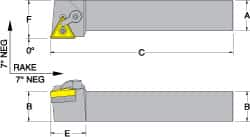 Dorian Tool - MTGN, Right Hand Cut, 1" Shank Height x 1" Shank Width, Negative Rake Indexable Turning Toolholder - 6" OAL, TN..32. Insert Compatibility, Series Multi-Option - Americas Industrial Supply