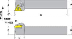 Dorian Tool - MTGN, Right Hand Cut, 1" Shank Height x 1" Shank Width, Negative Rake Indexable Turning Toolholder - 6" OAL, TN..32. Insert Compatibility, Series Multi-Option - Americas Industrial Supply