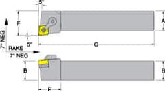 Dorian Tool - MCLN, Right Hand Cut, 5° Lead Angle, 1-1/4" Shank Height x 1-1/4" Shank Width, Negative Rake Indexable Turning Toolholder - 6" OAL, CN..54. Insert Compatibility, Series Multi-Option - Americas Industrial Supply