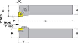 Dorian Tool - MCLN, Right Hand Cut, 5° Lead Angle, 1" Shank Height x 1" Shank Width, Negative Rake Indexable Turning Toolholder - 6" OAL, CN..54. Insert Compatibility, Series Multi-Option - Americas Industrial Supply