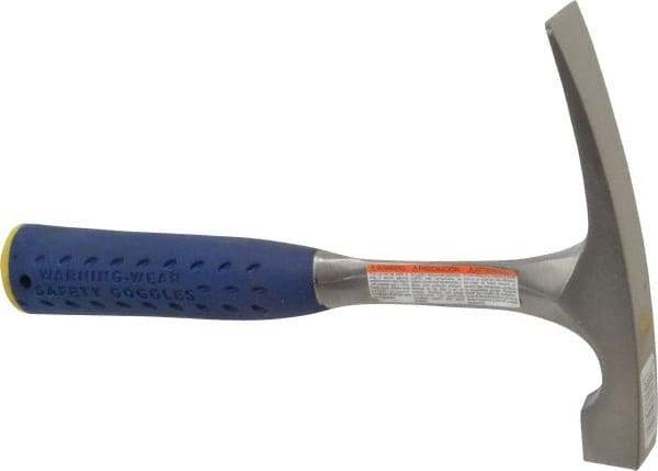 Estwing - 1-1/4 Lb Head Bricklayer's Hammer - 11" OAL, Steel Handle with Grip, 53/64" Face Diam - Americas Industrial Supply