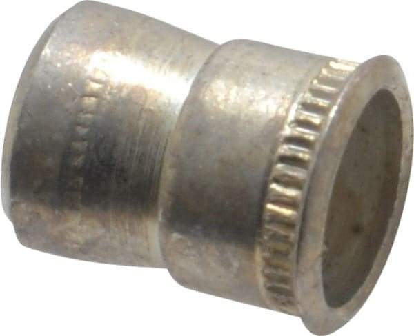 Made in USA - #10-32 UNF, Cadmium-Plated, Steel Knurled Rivet Nut Inserts - 0.03" to 0.09" Grip, 9/32" Drill Size, 0.36" Body Diam - Americas Industrial Supply