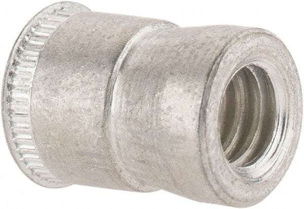 Made in USA - 1/4-20 UNC, Cadmium-Plated, Steel Knurled Rivet Nut Inserts - 0.03" to 0.09" Grip, 3/8" Drill Size, 0.4" Body Diam - Americas Industrial Supply