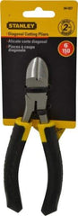 Stanley - 6-3/8" OAL, Cutting Pliers - 15/16" Jaw Length x 53/64" Jaw Width, Round Head, Thermo Plastic Elastomer (TPE) Handle - Americas Industrial Supply