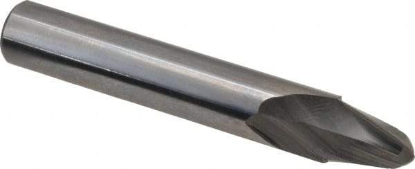 Accupro - 10° Taper Angle per Side, 1/4" Small End Diam, 0.468" LOC, Solid Carbide 2 Flute Tapered Ball End Mill - 2-1/2" OAL, 3/8" Shank Diam, Spiral Flute - Americas Industrial Supply