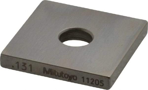 Mitutoyo - 0.131" Square Steel Gage Block - Accuracy Grade 0, Includes Certificate of Inspection - Americas Industrial Supply