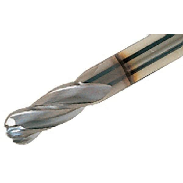 Iscar - 10mm Diam, 22mm LOC, 4 Flute Solid Carbide Ball End Mill - TiAlN Finish, Single End, 72mm OAL, 10mm Shank Diam, Spiral Flute - Americas Industrial Supply