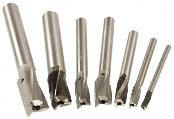 Value Collection - 7 Piece, 3 Flutes, Straight Shank, Interchangeable Pilot Counterbore Set - Americas Industrial Supply