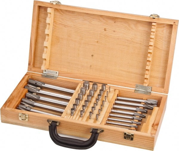 Value Collection - 39 Piece, 3 Flutes, Straight Shank, Interchangeable Pilot Counterbore Set - Americas Industrial Supply