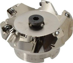 Seco - 2.48" Cut Diam, 3/4" Arbor Hole, 0.18" Max Depth of Cut, 45° Indexable Chamfer & Angle Face Mill - 6 Inserts, SE.. 09T3 Insert, Right Hand Cut, 6 Flutes, Through Coolant, Series R220.53 - Americas Industrial Supply