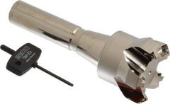 Seco - 45° Lead Angle, 2.36" Max Cut Diam, 0.18" Max Depth of Cut, Indexable Chamfer and Angle End Mill - 5 Inserts, SE.. 09T3 Insert Style, 6.02" Overall Length, Taper Shank - Americas Industrial Supply
