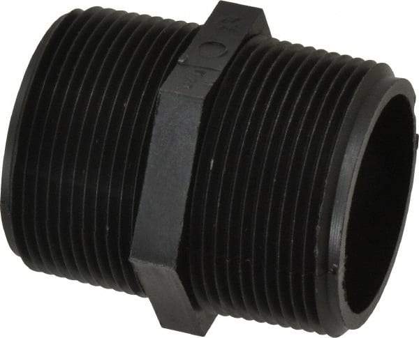 Green Leaf - 1-1/2" Polypropylene Plastic Pipe Hex Nipple - MIPT x MIPT End Connections - Americas Industrial Supply