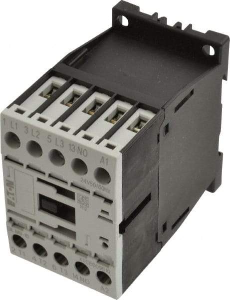 Eaton Cutler-Hammer - 3 Pole, 24 Coil VAC, 20 Amp, Nonreversible Open Enclosure IEC Contactor - 1 Phase hp: 0.5 at 115 V, 1 at 200 V, 1.5 at 230 V, 3 Phase hp: 3 at 200 V, 3 at 230 V, 5 at 460 V, 7.5 at 575 V, 9 Amp Inductive Load Rating Listed - Americas Industrial Supply