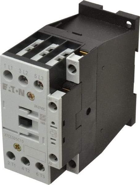 Eaton Cutler-Hammer - 3 Pole, 24 to 27 Coil VDC, 40 Amp, Nonreversible Open Enclosure IEC Contactor - 1 Phase hp: 2 at 115 V, 3 at 200 V, 5 at 230 V, 3 Phase hp: 10 at 230 V, 15 at 460 V, 20 at 575 V, 7.5 at 200 V, 25 Amp Inductive Load Rating Listed - Americas Industrial Supply