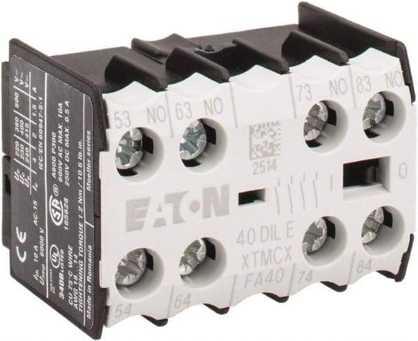 Eaton Cutler-Hammer - 6 to 9 Amp, Contactor Front Mount Auxiliary Contact - For Use with Miniature Contactor and XTRM Miniature Control Relay - Americas Industrial Supply