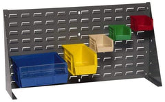 Quantum Storage - 48 Bin Bench Rack Unit with Bins - 36 Inch Overall Width x 8 Inch Overall Depth x 19 Inch Overall Height, Blue Polypropylene / Polyethylene Bins - Americas Industrial Supply