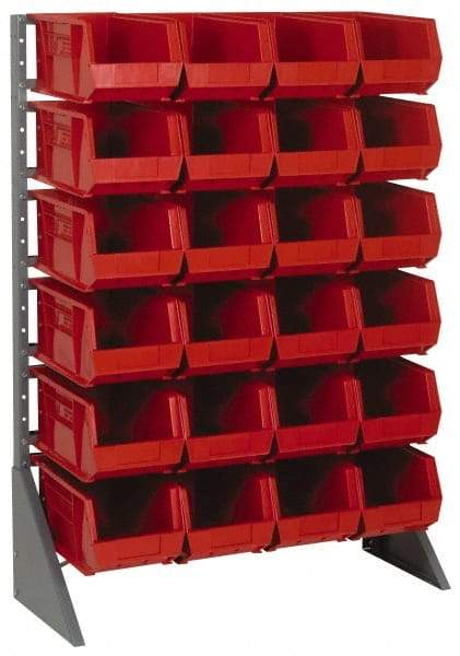 Quantum Storage - 24 Bin Rail Unit with Bins - 36 Inch Overall Width x 15 Inch Overall Depth x 53 Inch Overall Height, Blue Polypropylene / Polyethylene Bins - Americas Industrial Supply