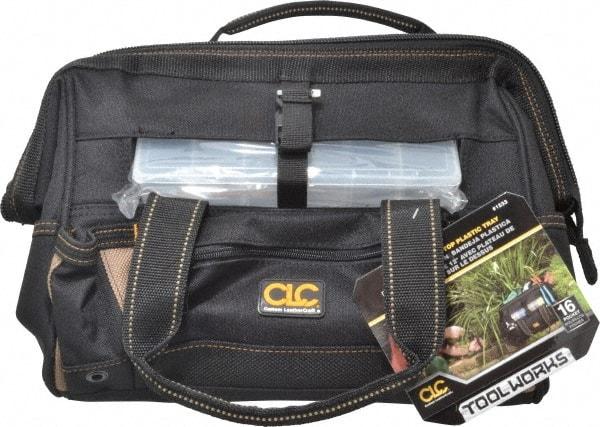 CLC - 16 Pocket Black Polyester Tool Bag - 12" Wide x 8" Deep x 9" High - Americas Industrial Supply