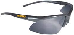 DeWALT - Silver Mirror Lenses, Framed Safety Glasses - Anti-Fog, Scratch Resistant, Black Plastic Frame, Size Universal, Wrap Around - Americas Industrial Supply
