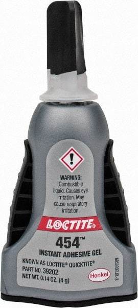 Loctite - 0.14 oz Bottle Clear Instant Adhesive - Series QuickTite, 5 to 30 sec Working Time, 24 hr Full Cure Time, Bonds to Metal & Plastic - Americas Industrial Supply