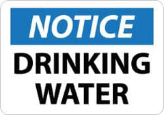 NMC - "Notice - Drinking Water", 10" Long x 14" Wide, Pressure-Sensitive Vinyl Safety Sign - Rectangle, 0.004" Thick, Use for Security & Admittance - Americas Industrial Supply