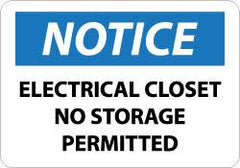 NMC - "Notice - Electrical Closet - No Storage Permitted", 10" Long x 14" Wide, Aluminum Safety Sign - Rectangle, 0.04" Thick, Use for Accident Prevention - Americas Industrial Supply