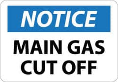 NMC - "Notice - Main Gas Cutoff", 10" Long x 14" Wide, Pressure-Sensitive Vinyl Safety Sign - Rectangle, 0.004" Thick, Use for Accident Prevention - Americas Industrial Supply