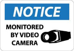 NMC - "Notice - Monitored by Video Camera", 10" Long x 14" Wide, Pressure-Sensitive Vinyl Safety Sign - Rectangle, 0.004" Thick, Use for Security & Admittance - Americas Industrial Supply