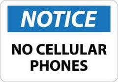 NMC - "Notice - No Cellular Phones", 10" Long x 14" Wide, Pressure-Sensitive Vinyl Safety Sign - Rectangle, 0.004" Thick, Use for Security & Admittance - Americas Industrial Supply