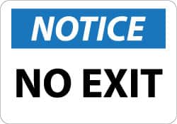 NMC - Notice - No Exit, Plastic Exit Sign - 14" Wide x 10" High - Americas Industrial Supply