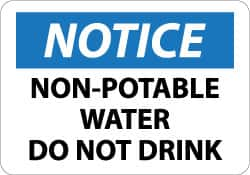 NMC - "Notice - Non-Potable Water", 10" Long x 14" Wide, Aluminum Safety Sign - Rectangle, 0.04" Thick, Use for Security & Admittance - Americas Industrial Supply