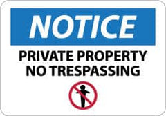 NMC - "Notice - Private Property - No Trespassing", 10" Long x 14" Wide, Rigid Plastic Safety Sign - Rectangle, 0.05" Thick, Use for Security & Admittance - Americas Industrial Supply