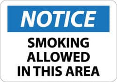 NMC - "Notice - Smoking Allowed in This Area", 10" Long x 14" Wide, Aluminum Safety Sign - Rectangle, 0.04" Thick, Use for Security & Admittance - Americas Industrial Supply