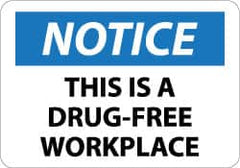 NMC - "Notice - This Is a Drug-Free Workplace", 10" Long x 14" Wide, Pressure-Sensitive Vinyl Safety Sign - Rectangle, 0.004" Thick, Use for Smoking Regulations - Americas Industrial Supply