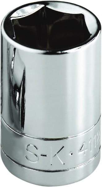 SK - 7/16", 1/4" Drive, Standard Hand Socket - 6 Points, Steel, Chrome Finish - Americas Industrial Supply