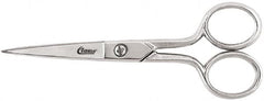 Clauss - 2" LOC, 5" OAL Chrome Plated Standard Scissors - Ambidextrous, Chrome Plated Straight Handle, For Sewing - Americas Industrial Supply
